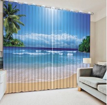 photo Blackout Window Drapes Luxury 3D Curtains For Living room Bed room Office Sea view beach Custom any size 3D Curtain 2024 - buy cheap