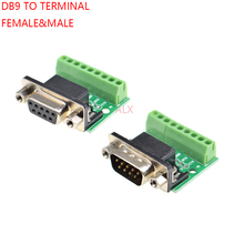 Conector de porta serial para terminal, 2 peças, db9, 9pin, macho, fêmea, adaptador de convés com rs232 para rs485, conversor de placa, bloco de terminais 2024 - compre barato