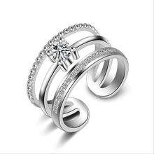 Kofsac nova moda rosa ouro prata 925 anéis para as mulheres cristal brilhante cz multi-camada abertura anel jóias presentes do dia dos namorados 2024 - compre barato