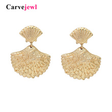 Carvejewl Fashion Women girl Bohemian Style Gold plating metal Shell Cowary Drop Earrings High Quality sea Shell Dangle Earrings 2024 - buy cheap