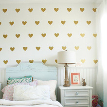 Наклейки для декора комнаты для маленьких девочек, золотые стикер на стену в форме сердца для детской комнаты, наклейки на стену, наклейки д... 2024 - купить недорого