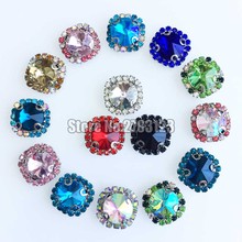 12mm 10pcs high quality round shape color chain+color rhinetones flatback sew on Crystal buckle diy/clothing accessories 2024 - buy cheap