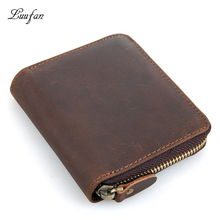 Men's Genuine leather wallet with hasp coin pocket Real leather zip around pocket wallet Brown card case coin case durable 2024 - buy cheap