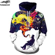 TUNSECHY Hoodies & Sweatshirts Men's Long Sleeve Autumn Winter Funny Print Smoking Person Hoody Casual Hoodies With Cap 2024 - buy cheap