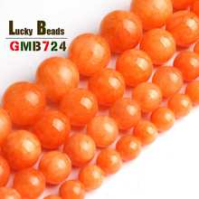 Orange Loose Stone Beads Natural Round Jades Stone Beads For Jewelry Making DIY Bracelet Necklace Pick Size 6/8/10/12mm 15inches 2024 - buy cheap