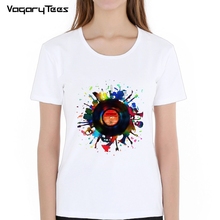 New Arrivals 2019 Creative Vinyl Record Disc T-Shirt Women's Retro Music DJ T Shirt Summer Hipster Hip Hop Cool Tee Shirts Tops 2024 - buy cheap