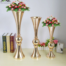 Tabletop Vase Metal Wedding Flower Vase/Stand Table/Wedding Centerpieces Gold Flowers/Floor Vases For Party Decoration GHP021 2024 - buy cheap