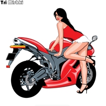 Tri Mishki WCS715# 14x13.8cm sexy girl biker motorcycle colorful car sticker funny auto automobile car stickers 2024 - buy cheap