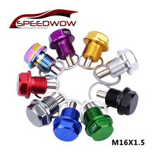 SPEEDWOW M16*1.5 Magnetic Oil Sump Nut Drain Oil Plug Screw Oil Drain Aluminum Magnetic Oil Plug Nut 9 Colors 2024 - купить недорого