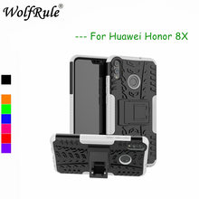 Capa wolfrtie para huawei honor 8x, capa dupla camada armadura de silicone com suporte traseiro para celular honor 8x 2024 - compre barato