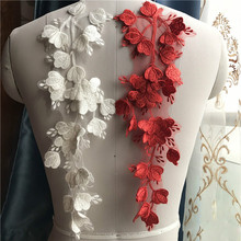 Red/Natural-white Handmade Wedding Dress Lace Applique DIY Bride Hair Accessories Lace Patch Flower 2Piece 2024 - buy cheap