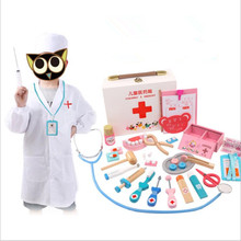 2018 Child Doctor Toy Set Small Nurse Injection Tool Wooden Pretend Play Medicine Box Male Girl Baby Pretend Toys for Children 2024 - buy cheap