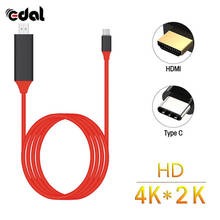 Высокоскоростной Кабель-адаптер типа C к HDMI USB 3,1 4K для MacBook ChromeBook Pixel USB C к HDMI шнур красный 2024 - купить недорого