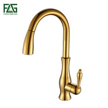 FLG Kitchen Faucet Pull Out Deck Mounted Pull Swivel 360 Degree Rotating Cold And Hot Tap Gold Torneira Dourada Mixer Tap 2024 - buy cheap
