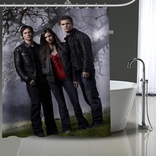 Cortina de ducha personalizada de Vampire Diaries, cortinas de baño de tela modernas, cortinas de decoración del hogar con gancho de más tamaño, novedad 2024 - compra barato