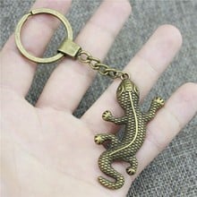 Chaveiro de bronze antigo gecko, chaveiro de lagarto, 59x25mm 2024 - compre barato