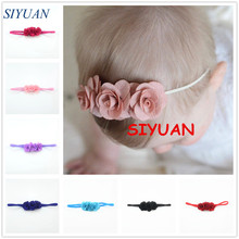 50pcs/lot 14 Color Triple Dainty Burlap Flowers On Skinny Elastic Headband  Headwear Hair Accessory to School Girls FD209 2024 - buy cheap