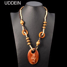 UDDEIN Vintage statement necklace for women wood flower pendant bohemian printing party jewelry wholesale long necklace collier 2024 - buy cheap