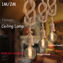 2019 New E27 Industrial Rope Pendant Lamp Retro Vintage Edison Hemp Ceiling Light Fixture 2024 - buy cheap