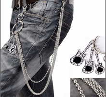 Мужская поясная цепочка для ключей, серебро, тяжелый рок, металл, хип-хоп, готический панк стиль, штаны с бусинами, брюки, цепь, байкерские джинсы, кошелек, брелок 2024 - купить недорого