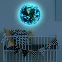 Nova 3D adesivos de parede para quartos de crianças Luminosa azul terra as estrelas brilham no escuro adesivos de parede quarto decoração de casa sala de estar 2024 - compre barato