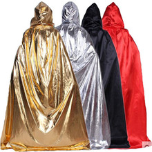 Gold Silver Red Black Purple Women Men Adult Medieval Vampire Witch Ghost Party Costume Leather Look Halloween Cape Cloak Hood 2024 - buy cheap