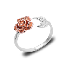 Abertura anéis de dedo ajustável rosa flor prata cor anéis criativos para presente do dia dos namorados feminino transporte da gota 2024 - compre barato