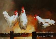 Hand painted art on canvas Chicken on a fence Willem Haenraets painting for sale High quality 2024 - buy cheap