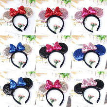 2019 new Disney doll accessories Mickey headband Minnie three-dimensional sequin bow cartoon headband children plush toys 2024 - buy cheap