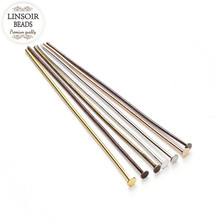 200pcs/lot Length 40 50 mm Flat Head Pins Dia 0.7mm(21gague) Antique Bronze/Gold/Silver Color Headpins for Jewelry Making F118 2024 - buy cheap