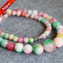 2021 New For Necklace 6-14mm Natural Pink&Green Chalcedony Beads Necklace Women Girls Beads Stone 18inch Jewelry Making Design 2024 - buy cheap