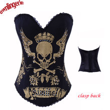 sexy cotton corset with different exotic print corset,white and gold skull corset underwear lingerie for free shipping 2024 - buy cheap