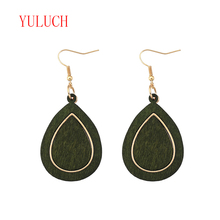 YULUCH-Accesorios de joyería Vintage Pop para mujer africana, aretes colgantes de dos colores de madera Natural con incrustaciones de aleación de Zinc, regalo 2024 - compra barato