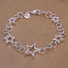 KN-H178 Free Shipping Silver Fashion Jewelry 925 Jewelry Silver Plated Bracelet Hollow Stars Pendant Bracelet Valentine's Day 2024 - buy cheap