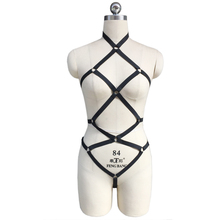 Arnês para gaiola de corpo inteiro, elástico, lingerie de bondage, ajuste curto, body harajuku, roupa íntima, vestido ajustável n0080 2024 - compre barato