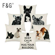 Funda de cojín de Bulldog Francés para el hogar, funda decorativa para almohada, sofá, coche, diseño de perro, animales, decoración del hogar 2024 - compra barato