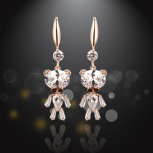 New Fashion Rose Gold long earrings white Zircon Bear Jewelry Drop Earrings High quality drop earrings for Women Wedding  E1344 2024 - buy cheap