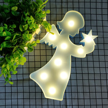 Foxanon-lâmpada de parede com led anjo e letra, 3d, iluminação noturna, quarto, estante, decoração de casa, casamento, interior, infantil, presente