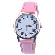 Часы женские модные часы 2016 роскошные брендовые милые маленькие кошечки PU Кожаный ремешок аналоговые кварцевые наручные часы Vogue relojes mujer 2024 - купить недорого