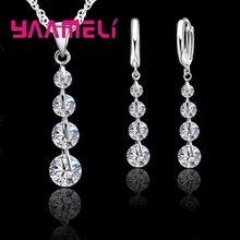 Exquisite Real 925 Sterling Silver Bridal Jewelry Sets Long Style Austrian Crystal Necklaces Earrings Wedding Accessory 2024 - buy cheap