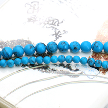 Blue Turkey Stone round loose beads 4/6mm size optional DIY  15"  women jewelry making design bracelet necklace 2024 - buy cheap