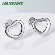 2021 New 925 Silver Hollow Heart Stud Earrings For Women Statement Wedding Jewelry 2024 - buy cheap