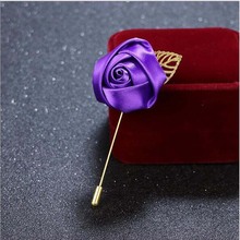 10Pcs Best Man Groom Boutonniere Purple  Silk Satin Rose Flower men buttonhole Wedding Party Prom Man Suit Corsage Pin Brooch 2024 - buy cheap