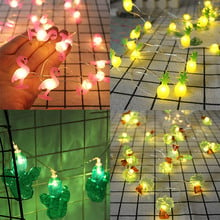 Flamingo Pineapple String LED Lights Tropical Hawaiian Party Decoration Unicorn Cactus Light Birthday Party Flamingo LED Decor 2024 - buy cheap