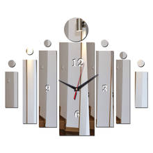 Зеркальные настенные акриловые часы 3d, современный дизайн, украшение для дома «сделай сам», с кристаллами, винтажные детские наклейки 2024 - купить недорого