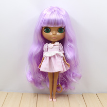 Nude blyth bonecas de cabelo roxo pele preta com bang ppuurr 2024 - compre barato