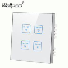 Elegant White 4 gangs 1 way Glass touch wall light switch, Free Customize LED Touch switch,Work for any lamps Free Shipping 2024 - buy cheap
