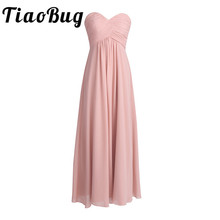 TiaoBug 2020 Wedding Formal Bridesmaid Dress Pink Long Chiffon Elegant Bridesmaid Dress Vestido de Festa de Floor Lady Dresses 2024 - buy cheap