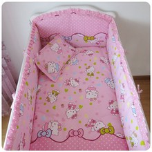 Promotion! 6PCS Cartoon Appliqued all kinds animals Baby Cot Crib Bedding Set (bumpers+sheet+pillow cover) 2024 - buy cheap