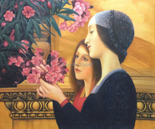 Pintura retrato artesanal 100%-duas meninas com um oleander (detalhe direito) de gustav klimt réplicas de pinturas a óleo clássicas 2024 - compre barato